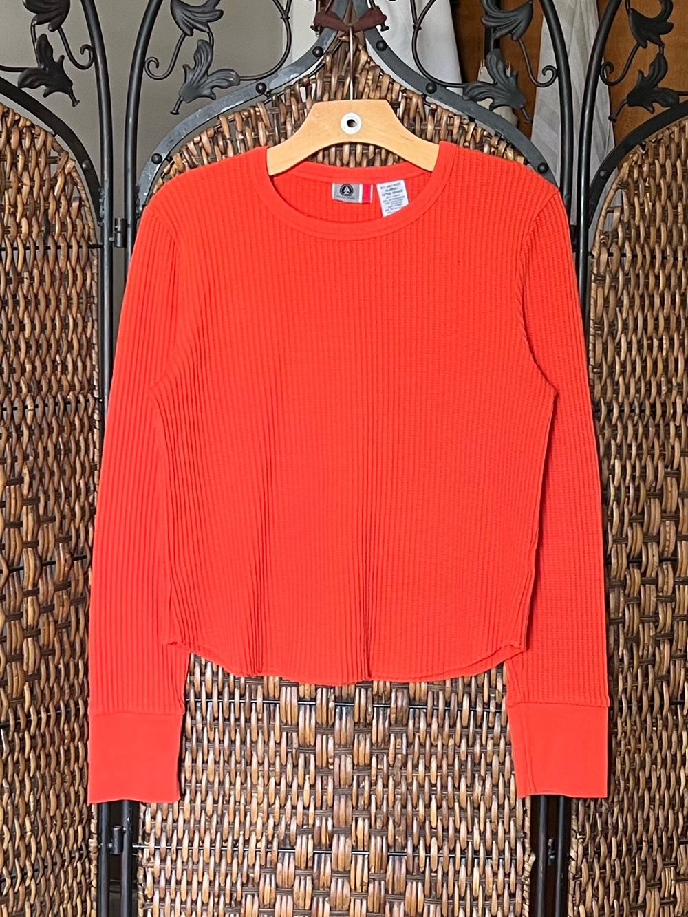XL Arizona Cotton Blend Orange Waffle Long Sleeve